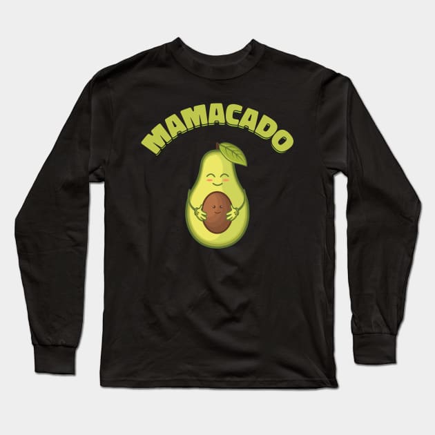 Mamacado Avocado Mama Funny Gift Long Sleeve T-Shirt by Delightful Designs